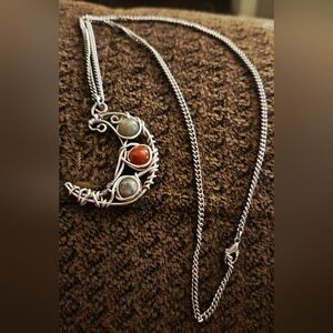 Silver Crescent Moon Necklace